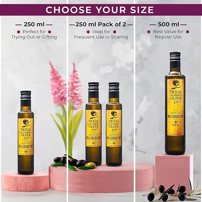 Texas Hill Country Olive Co Miller's Blend Extra Virgin Olive Oil - Cold Pressed EVOO Gourmet Olive
