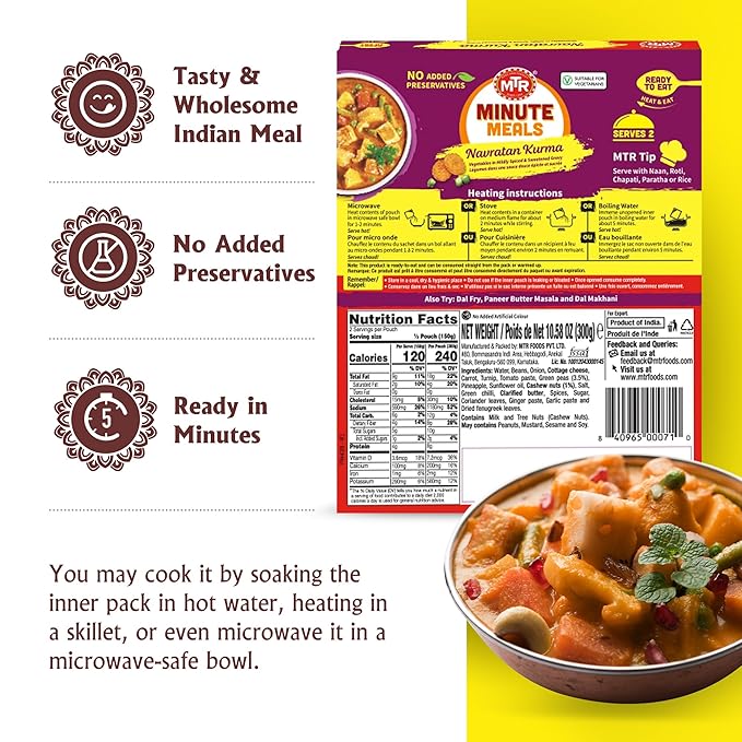 MTR - Minute Meals: Navratan Kurma - Vegetables in Mildly Spiced & Sweetened Gravy - Tasty Indian