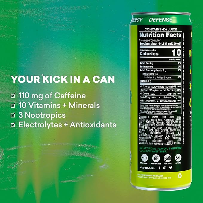 EBOOST Super Fuel Healthy Energy Drink - Caffeine from Natural & Clean Ingredients For Focus and