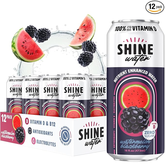ShineWater Vitamin D Hydration Electrolyte Drink - Flavored Water with Electrolytes, Sugar-Free