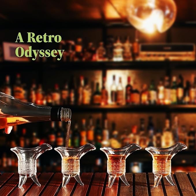 Soju Tequila Shot Glasses (Set of 4) – Retro Emperor Style Shot Glass - Soju Whiskey Tequila Baijiu