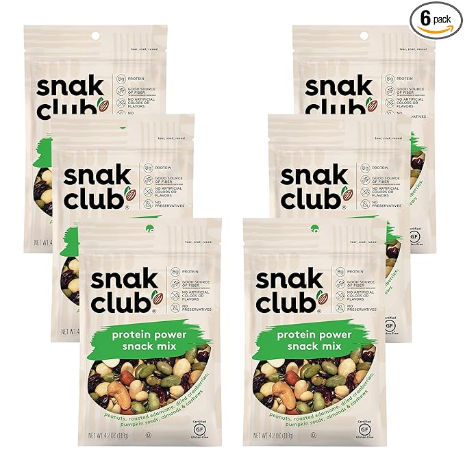 Snak Club Protein Power Snack Mix with Peanuts, Roasted Edamame, Dried Cranberries, Pumpkin Seeds