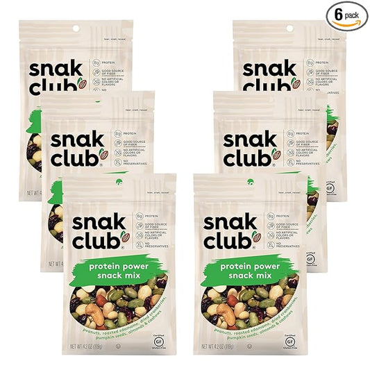 Snak Club Protein Power Snack Mix with Peanuts, Roasted Edamame, Dried Cranberries, Pumpkin Seeds