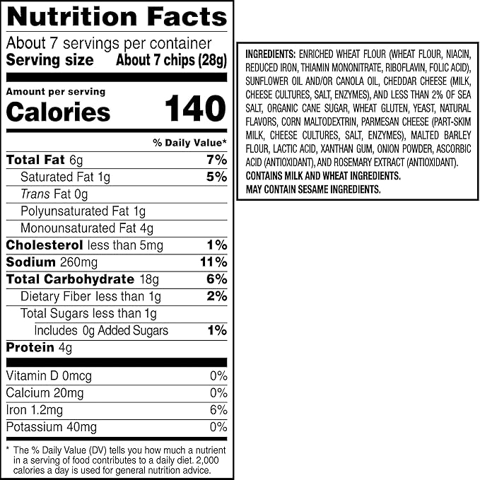 Stacy's Pita Chips, Toasted Cheddar, 7.33 Ounce