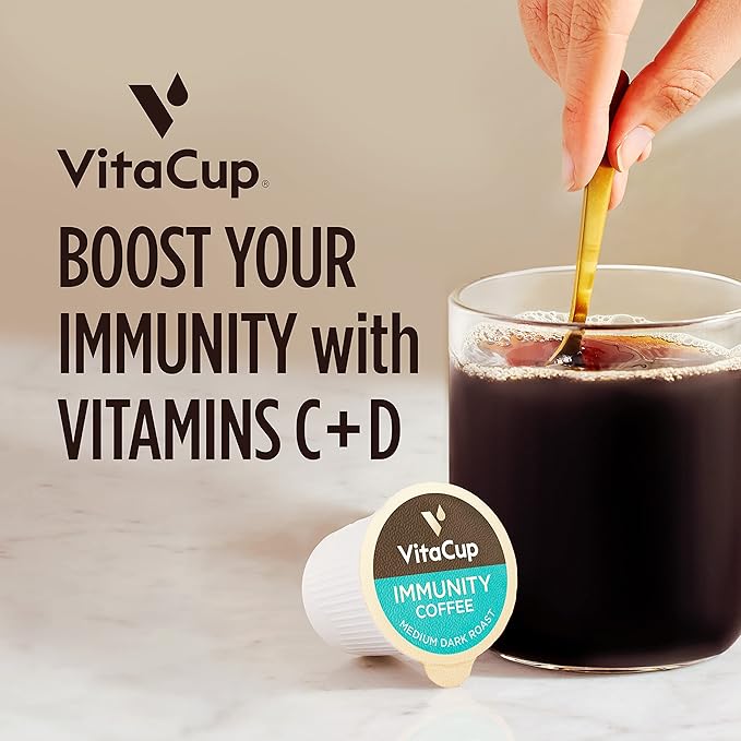 VitaCup Immunity Coffee Pods, Wellness Boost with Antioxidants, Echinacea, Probiotics, Vitamin C &