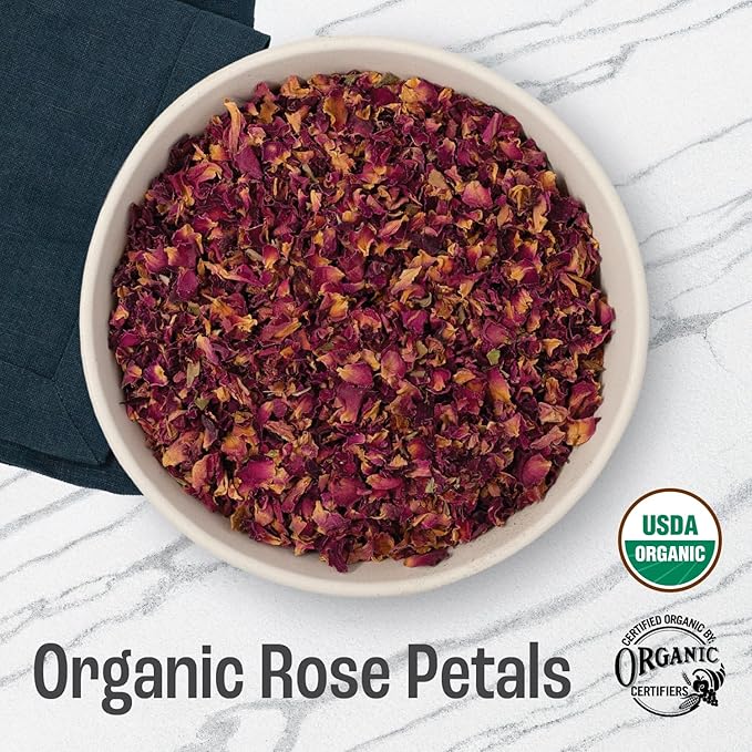 J MAC BOTANICALS Organic Rose Petals, (16 oz - Bulk 1 Pound) Certified USDA Organic, edible