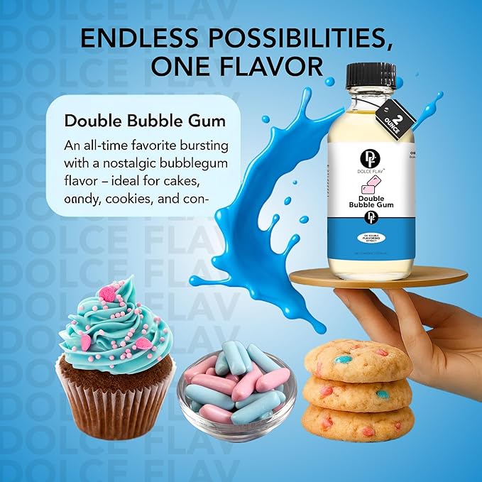 Dolce Foglia Oil Soluble Bubble Gum Extract - 2 Oz. - Sugar-Free, Zero Calories - Multipurpose