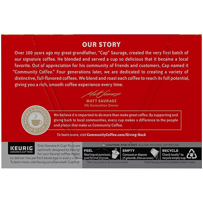 Community Coffee 100% Colombia 72 Count Coffee Pods, Medium Dark Roast, Compatible with Keurig 2.0