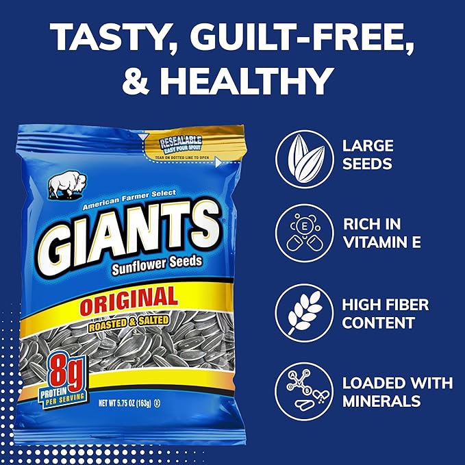 GIANTS Original Sunflower Seeds - Sunflower Seeds to Eat, Sunflower Seeds Bulk, Lightly Salted for