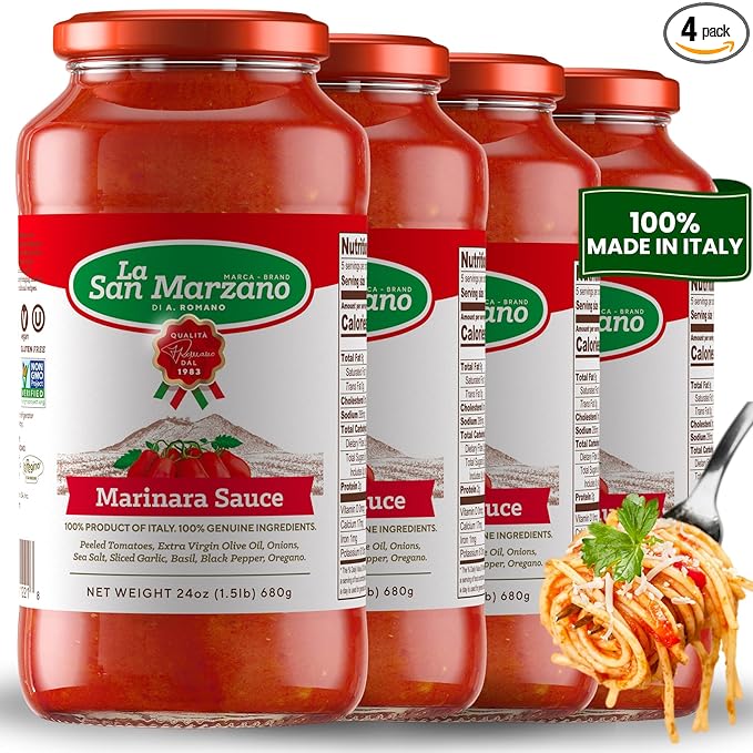 La San Marzano Marinara Sauce, 24 oz, Pasta Sauce Made in Italy, All Purpose Tomato Premium