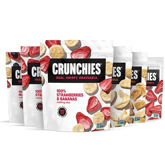 Crunchies Freeze-Dried Fruits, 100% All Natural Crispy Fruit, Non GMO and Kosher, Resealable Freeze