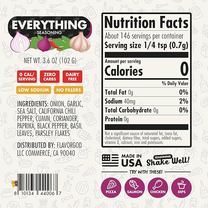 Everything Seasoning Mix, 2 Bottles by Flavor God - Premium All Natural & Healthy Spice Blend for