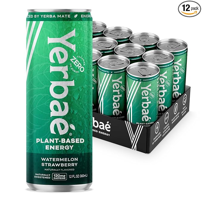 Yerbaé Energy Beverage, Watermelon Strawberry, 120mg Caffeine. No Sugar/Calories/Carbs, Energized