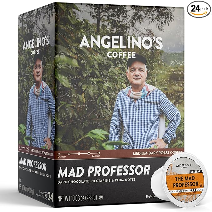 Angelino's Coffee Mad Professor Coffee Pods - Major Colombian Blend, Medium to Dark Roast coffee K
