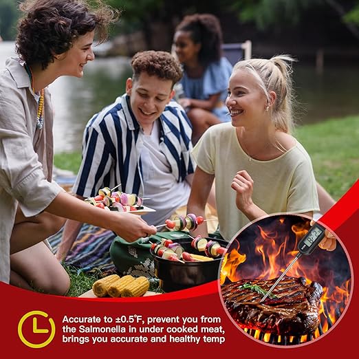 6 Pcs Instant Read Meat Thermometer with Long Probe 9.65 Inch Kitchen Cooking Food Candy Waterproof