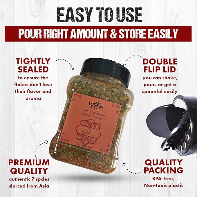 Fusion Select 6 Oz Shichimi Togarashi Seasoning - Japanese 7 Spice Japanese Seasoning Japanese