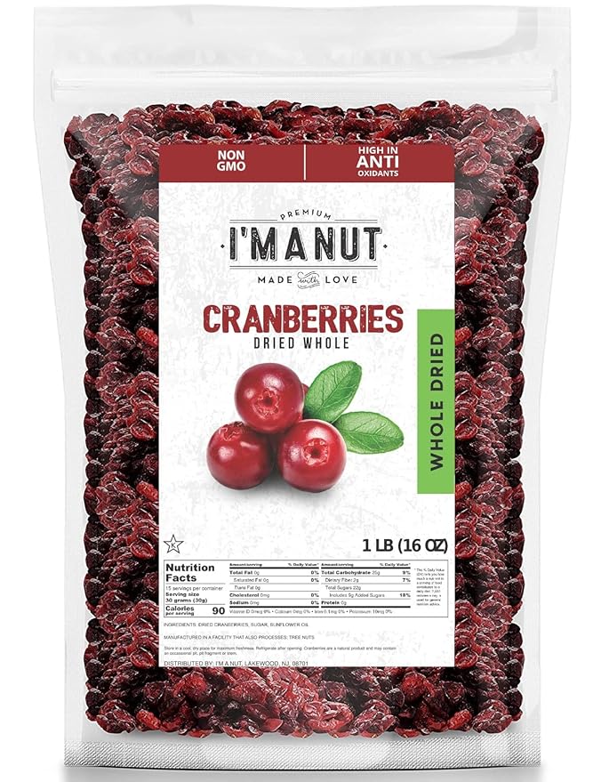 Dried Cranberries Original 1 Pound (16 oz) Batch Tested Gluten & Peanut Free | Resealable Bag |