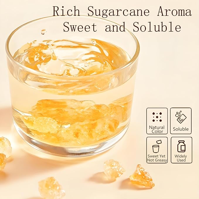 Yellow Rock Sugar Natural Organic 17.64 Oz Traditional Sugar- Essential For Baking/Drinking/Cooking