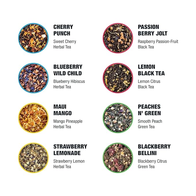 Tiesta Tea - Iced Tea Sampler Dry Flight Set, Loose Leaf, High to No Caffeine, Makes Cold Brew Iced