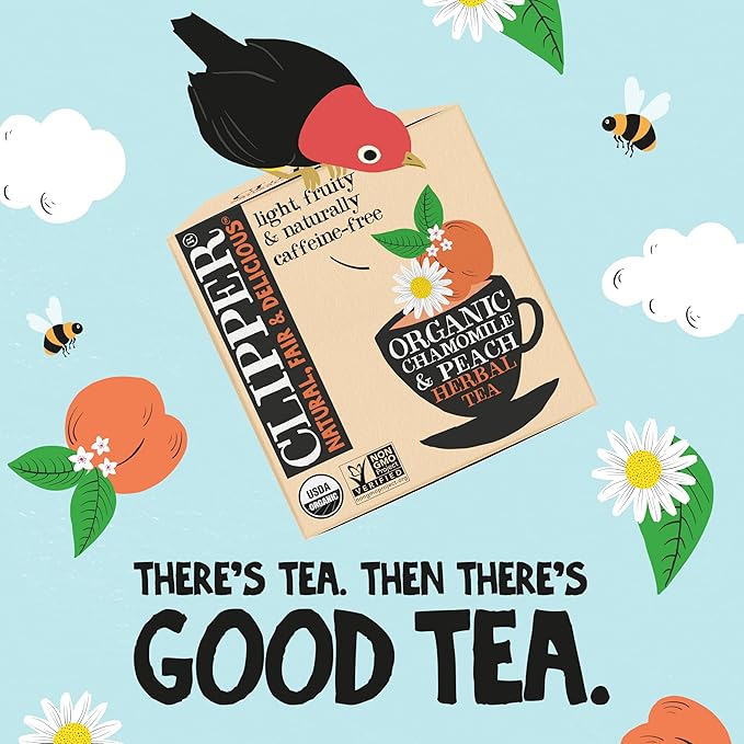 Clipper Tea Chamomile & Peach Teabags ??USDA Organic, Great Hot or Iced ??Natural, Fair & Delicious