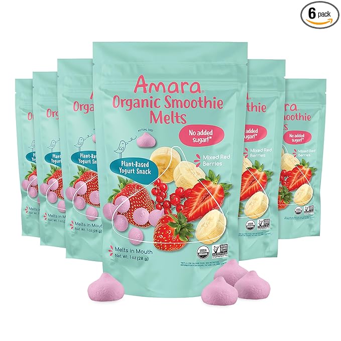 Amara Smoothie Melts - Mixed Red Berries - Baby Snacks Made With Fruits and Vegetables - Healthy