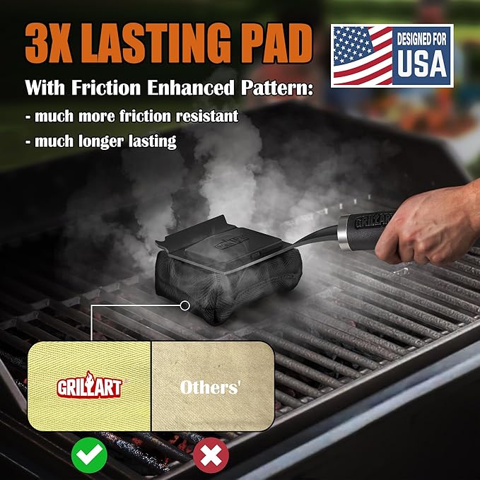 GRILLART Bristle Free Grill Brush Kit, Reinforced Outdoor Grill Brushes, Safe Cleaning Tools with
