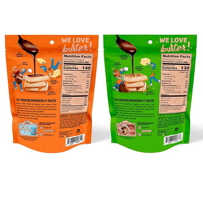 Michel et Augustin Cookie Bag Variety Pack 2 Flavor ??Milk Chocolate & Caramel + Milk Chocolate &