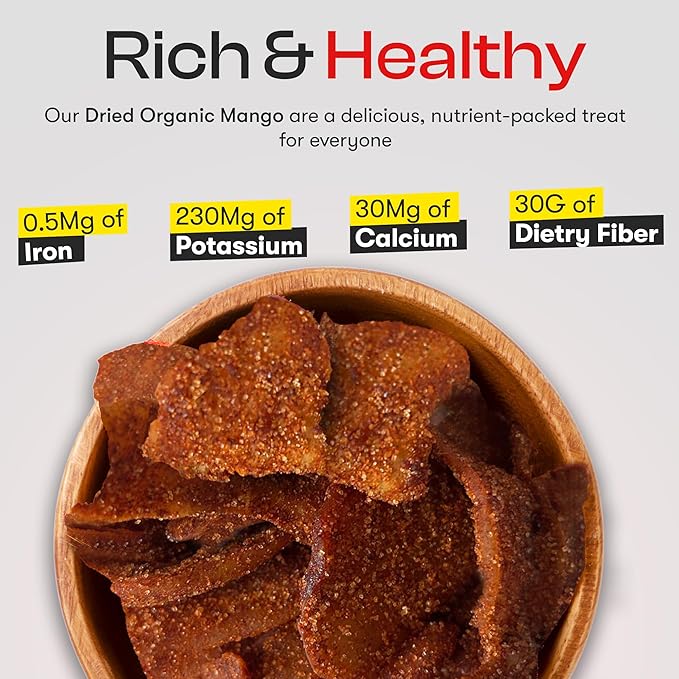 Dried Mango Slices - Delicious Texture Soft & Juicy Low Sugar Added Dried Mango - Naturally Ripened