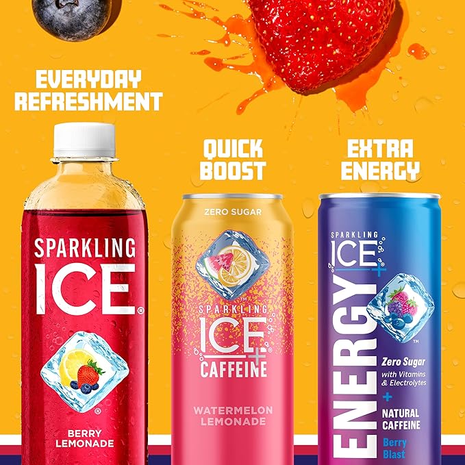 Sparkling Ice, Berry Lemonade Sparkling Water, Zero Sugar Flavored Water, with Vitamins and