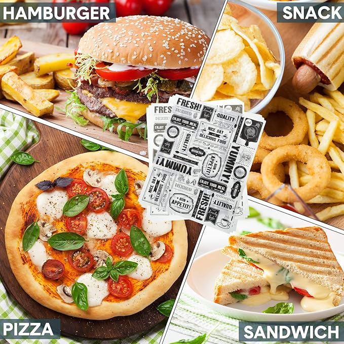 Seajan 13x15.8 Inch Newsprint Wax Paper Sheets Newspaper Theme Food Basket Liners Grease Resistant