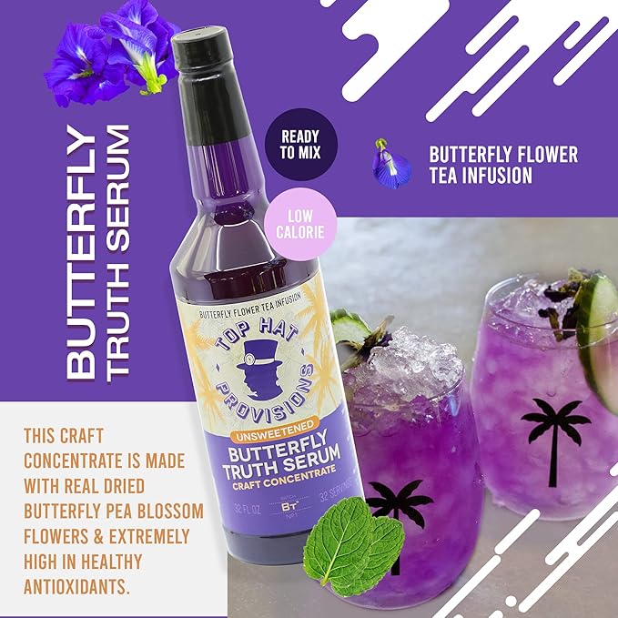 Top Hat Butterfly Truth Serum - Butterfly Pea Floral Extract - Blue Flower Tea Tincture - Blue