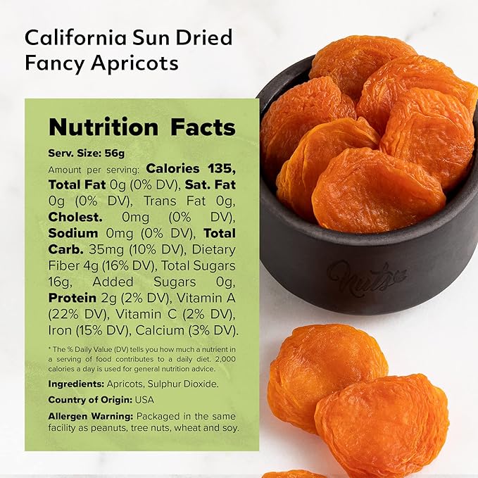 NUTS U.S. - California Sun Dried Fancy Apricots | Juicy and Tangy Flavor | No Sugar or Color Added