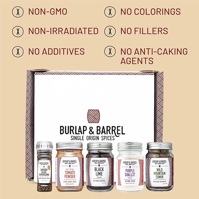 Burlap & Barrel BBQ Rub & Seasoning Gift Set ??5 Jars of Single-Origin Spices Including Zanzibar