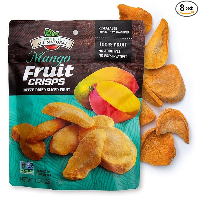 Brothers All Natural Freeze Dried Fruit Crisps, Mango, 1 Oz (Pack of 8), Made with 100% Fruit