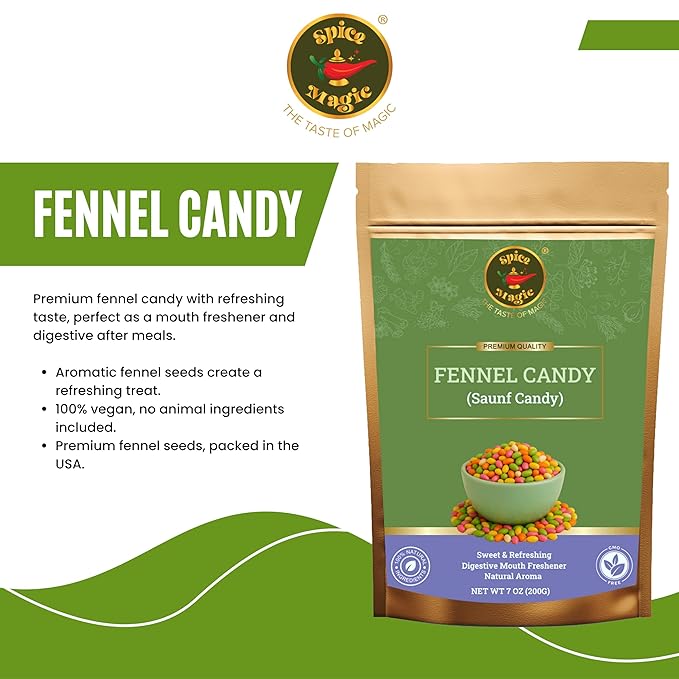 Spice Magic Fennel Candy ??7 oz (200g) | Sweet & Refreshing Mouth Freshener | Traditional Indian