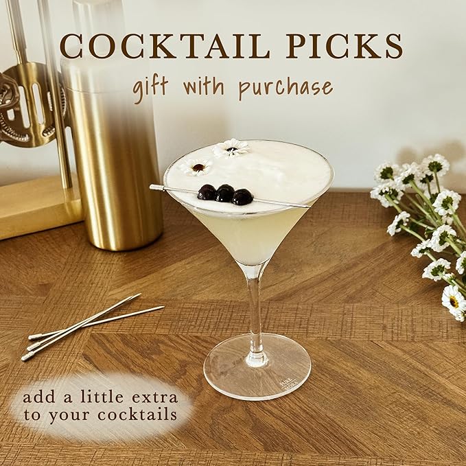 PURE MORA Martini Glasses, Set of 4-7oz - Handblown Premium Crystal Glass for Cockails, Martinis