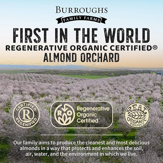 Burroughs Family Farms 3 lb USDA Organic Raw Almonds – First Regenerative Organic Certified Farm