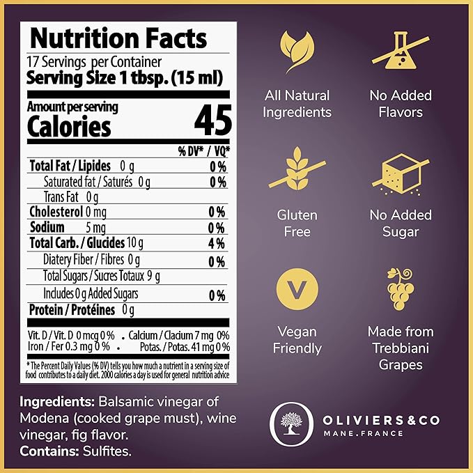 Fig Balsamic Vinegar of Modena by Oliviers&Co | Balsamic Vinegar Fig Glaze for Salad, Cheese