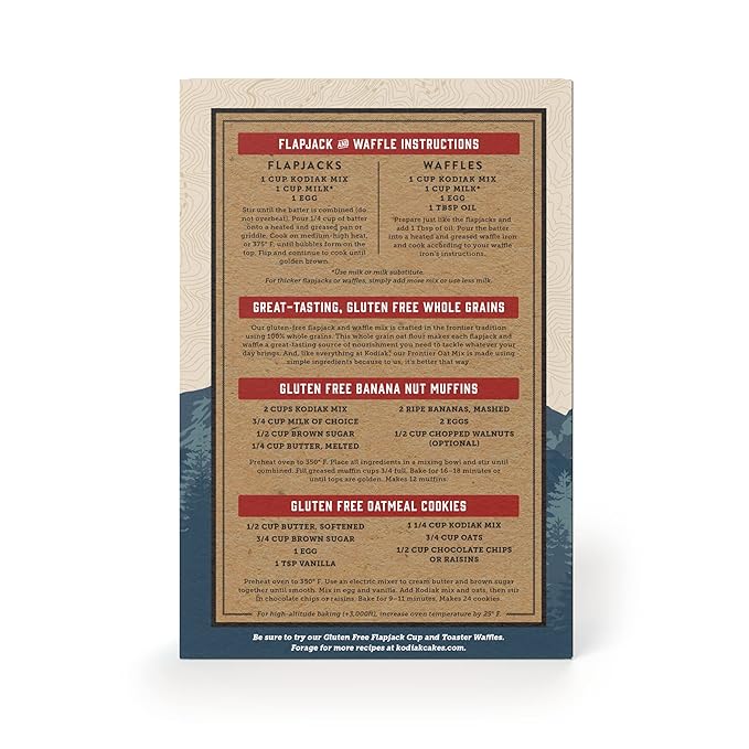 Kodiak Gluten Free Flapjack, Pancake & Waffle Mix, Frontier Oat, High Protein,100% Whole Grains