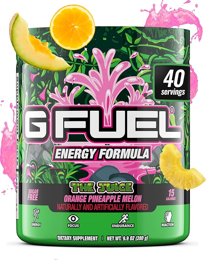 G Fuel The Juice Energy Drink Powder, Pre Workout Caffeine Mix for Gaming, Sugar Free Focus Amino
