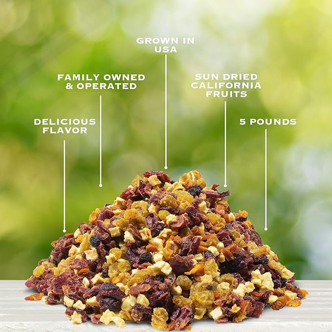 Traina Home Grown All American Sun Dried Fruit Blend -Diced Peaches, Cranberries, Blueberries