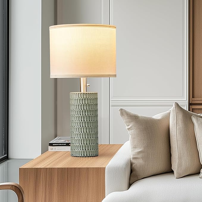 Table Lamps for Living Room Set of 2, Ceramic Table Lamps for Bedroom, 20" Modern Lamps for Night