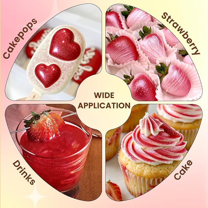 Edible Red Glitter Spray, 5g Shimmer Edible Glitter for Cocktails, Drinks, Cake Decorating, Edible