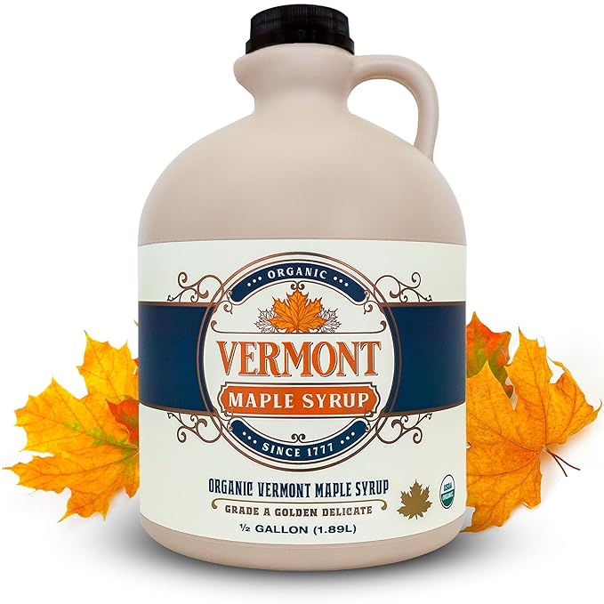 Vermont Maple Syrup - 64 oz Grade A, Golden Delicate Organic Maple Syrup - 100% Pure and Authentic