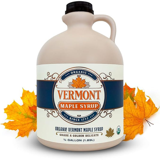 Vermont Maple Syrup - 64 oz Grade A, Golden Delicate Organic Maple Syrup - 100% Pure and Authentic