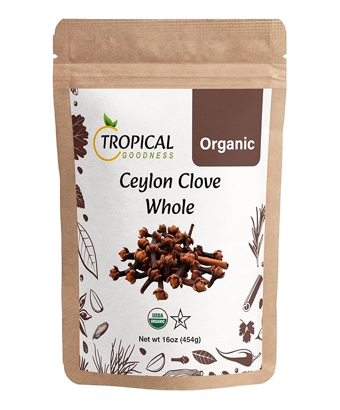 Tropical Goodness Pure Ceylon Clove Whole, Organic Whole Cloves, USDA & Kosher Certified, Premium