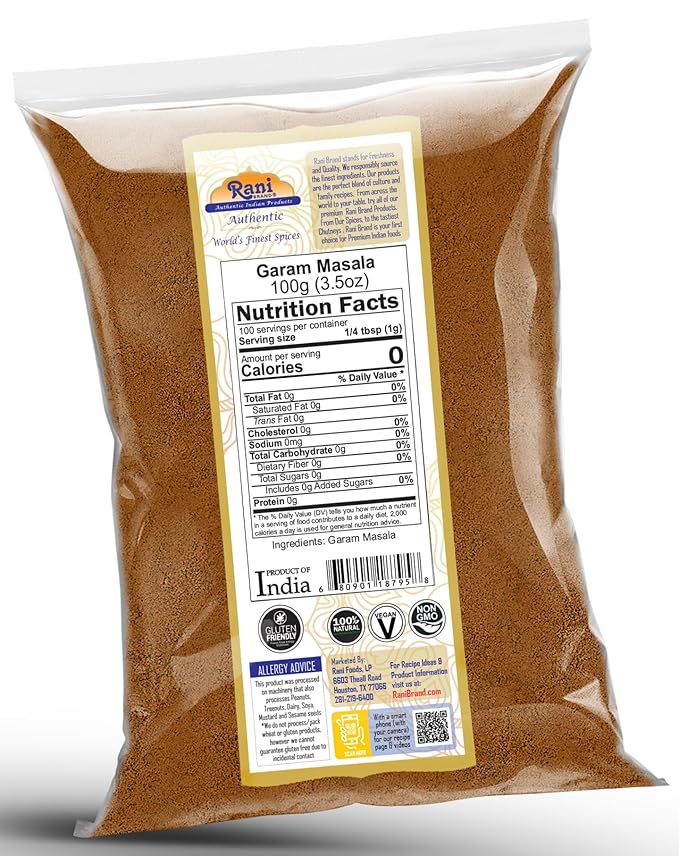 Rani Garam Masala Indian 11-Spice Blend 3.5oz (100g) ~ All Natural, Salt-Free | Vegan | No Colors |