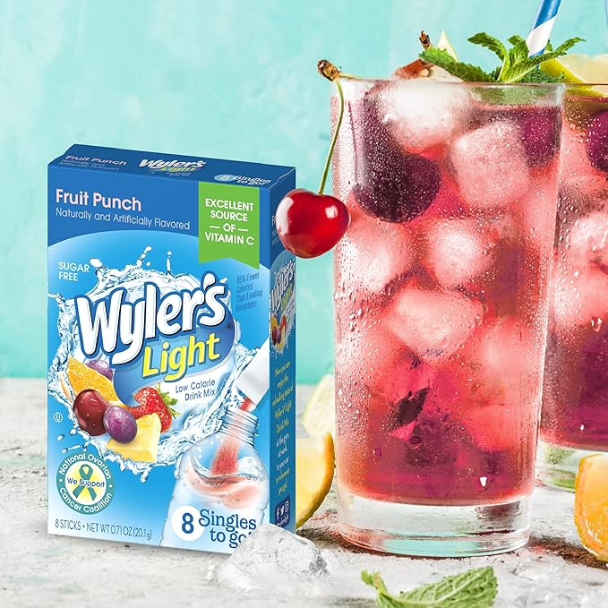 Wyler's Light Singles To Go Powder Packets, Water Drink Mix, Fruit Punch, 8 count/single serving