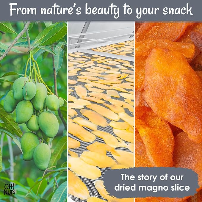 Oh! Nuts Dried Mango Sweet & Spicy - 1 lb - Sweetened Dried Fruit Slices - Packed in New York