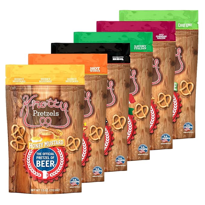 Knotty Pretzels - "The Official Pretzel of Beer" 7.5 Ounce Pretzel in Resealable Snacks Bags
